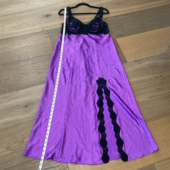 Victoria’s Secret Silky Satin Purple Black Lace Slip Dress Size Large - Picture 14 of 14